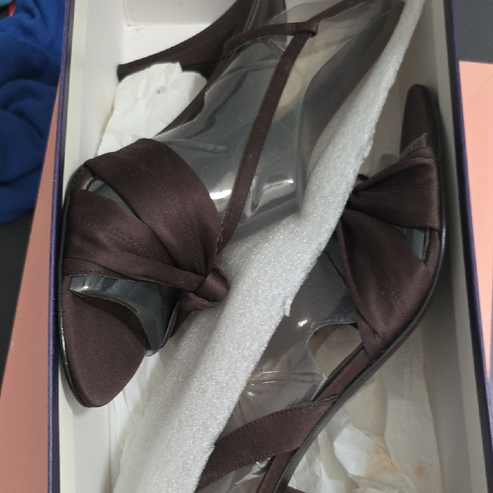 Metaphor Brown Satin Heels